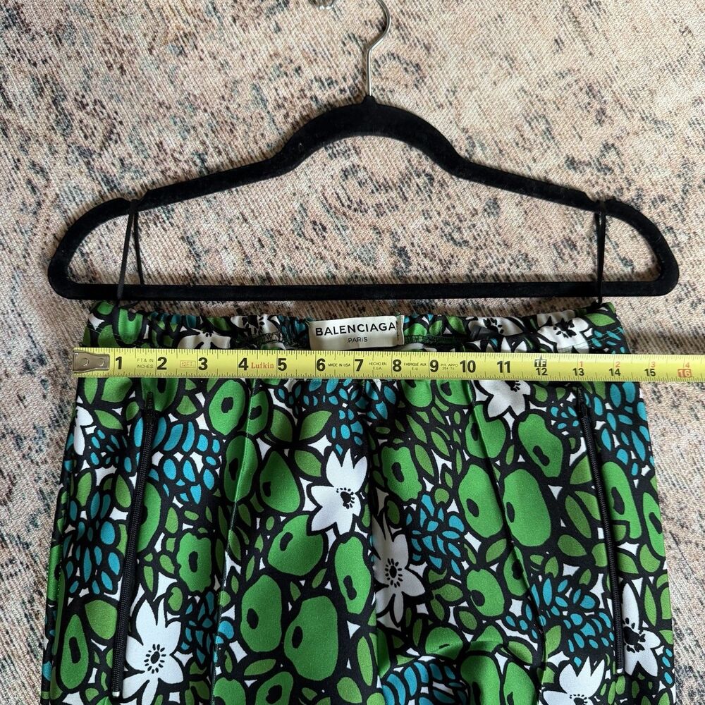 Balenciaga Paris Spring 2017 Floral Print Legging Dress Pant Green Blue XL $1090 - Picture 12 of 14